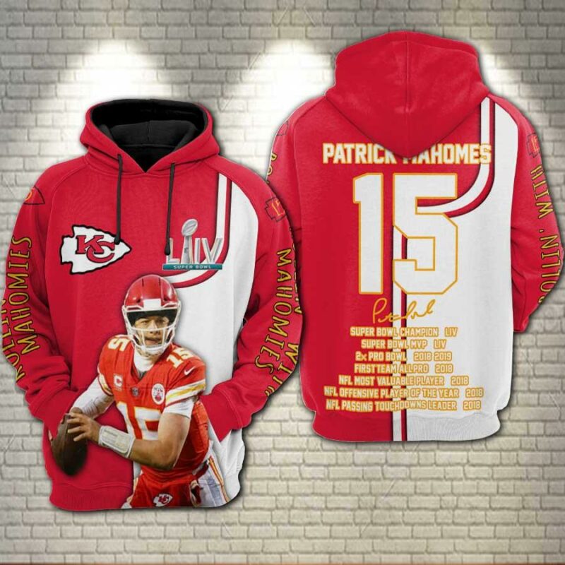 Patrick Mahomes Kansas City Chiefs Super Bowl Champions 54 3d Full Printing Pullover Hoodie Full Sizes Th1284 Sk