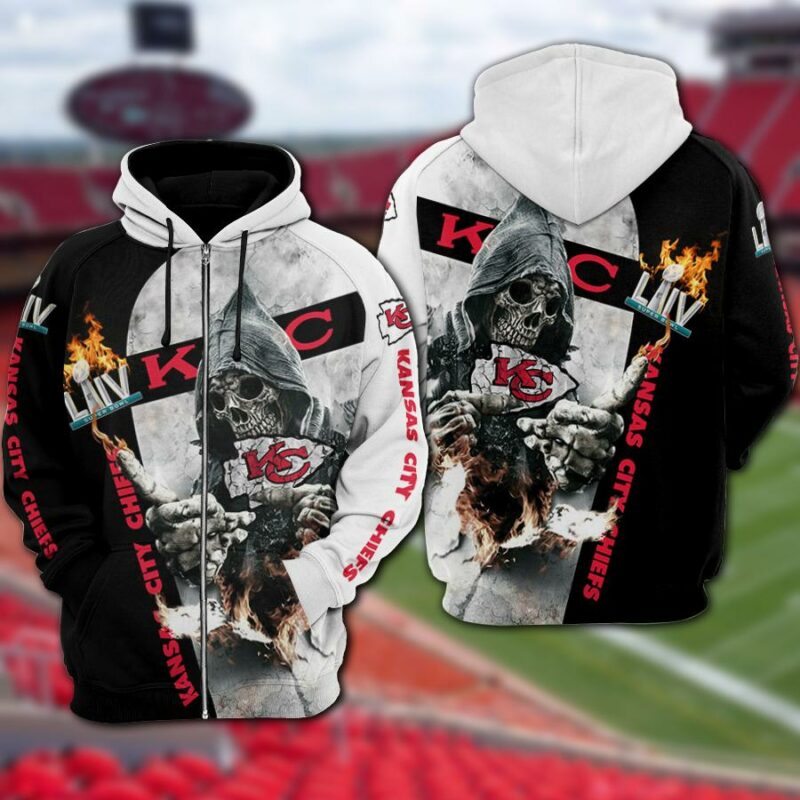 kansas city chiefs death god liv flame white black hoodie adult sizes s 5xl th1461