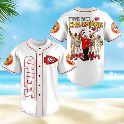 Kansas City Chiefs Super Bowl Champion White Baseball Jersey