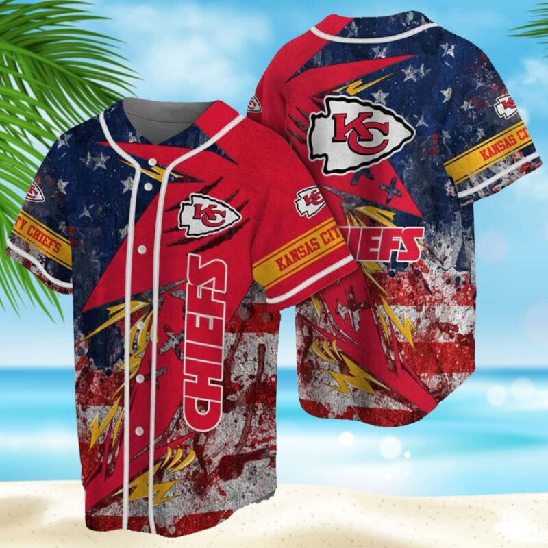 Kansas City Chiefs American Flag Pattern Baseball Jersey