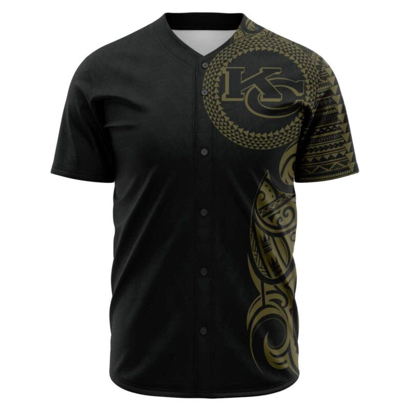 Kansas City Chiefs Polynesian Black Baseball Jersey