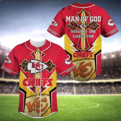 Man Of God Husband Dad Chiefs Fan Baseball Jersey