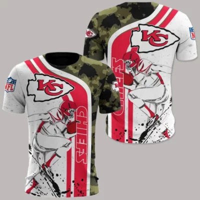 NFL Kansas City Chiefs White Red Camo AOP Shirt