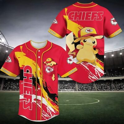 Pikachu Kansas City Chiefs Baseball Jersey