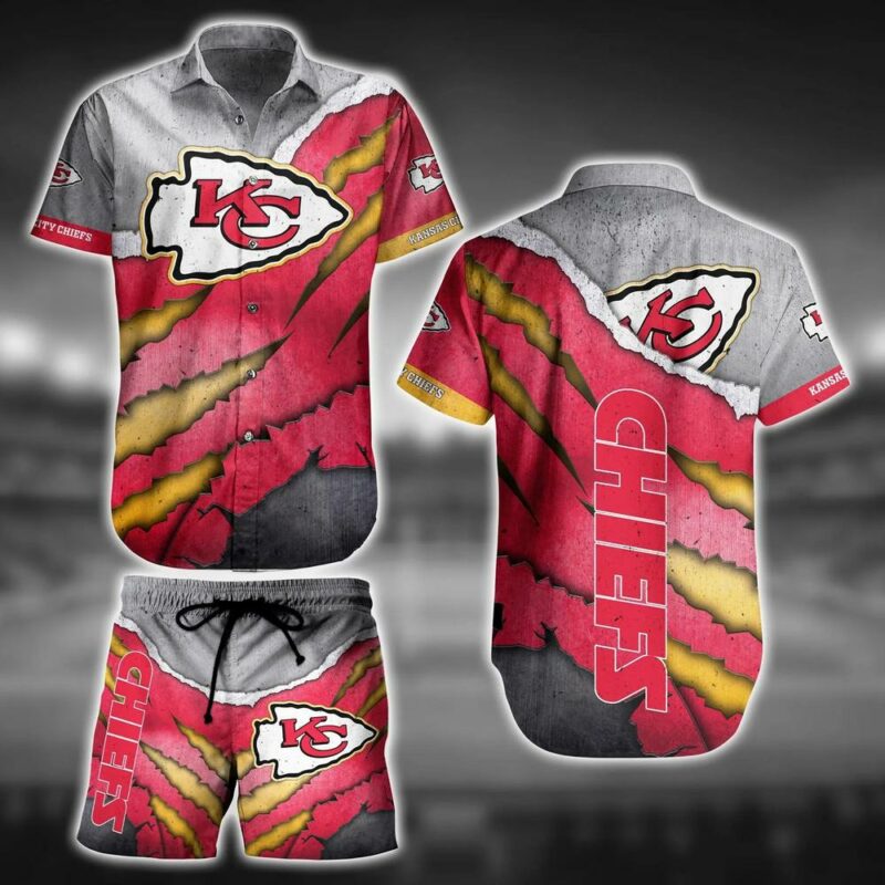 Red Yellow Gray KC Chiefs Hawaiian Shirt