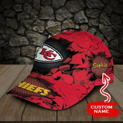 Crimson Shatter Kansas City Chiefs Custom Baseball Cap