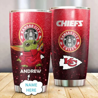 Kansas City Chiefs Baby Yoda Personalized Tumbler