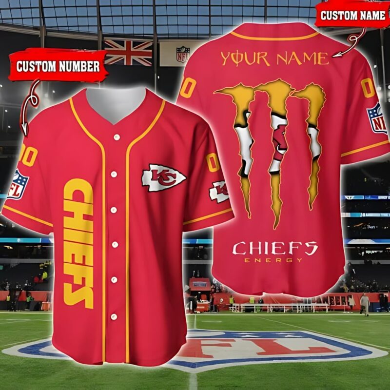 Kansas City Chiefs Bold Red Personalized Baseball Jersey