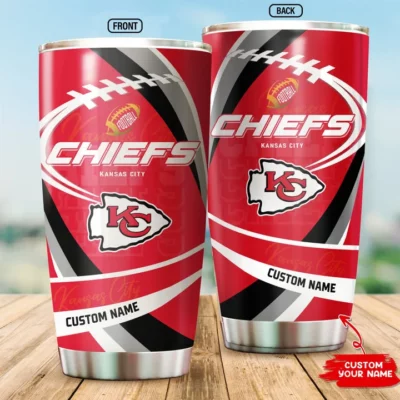 Kansas City Chiefs Bold Stripes Personalized Tumbler