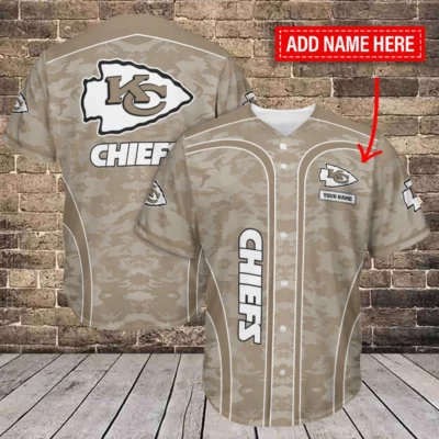 Kansas City Chiefs Camouflage Spirit Custom Baseball Jersey