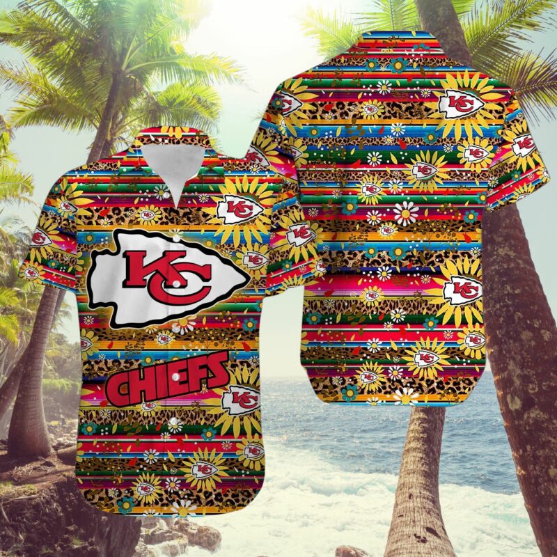 Kansas City Chiefs Colorful Flower Palm Leaf Hawaiian Shirt