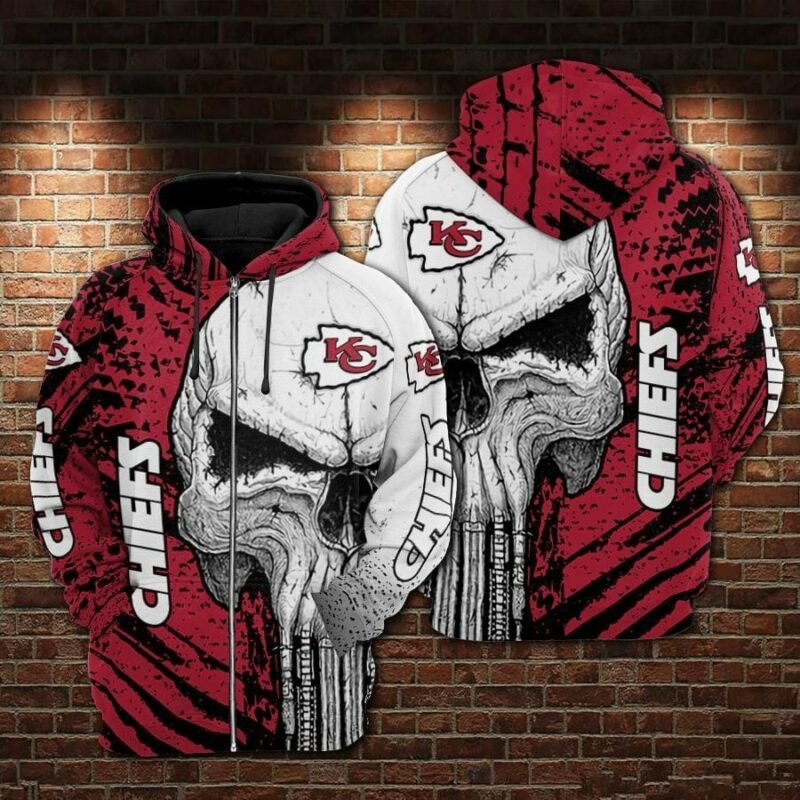 Kansas City Chiefs Fierce Skull 3D Hoodie