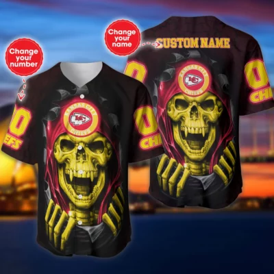 Kansas City Chiefs Grim Reaper Custom Baseball Jersey