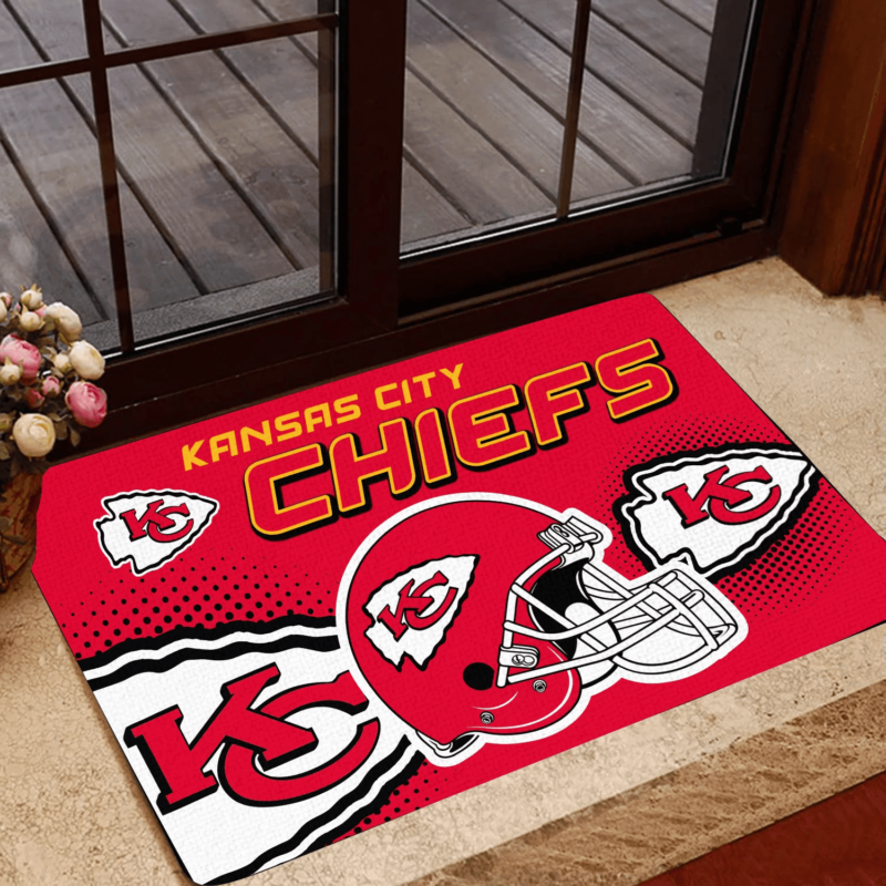 Kansas City Chiefs Helmet and Logo Personalized Doormat