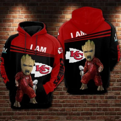 Kansas City Chiefs I Am Groot Champion 3D Hoodie