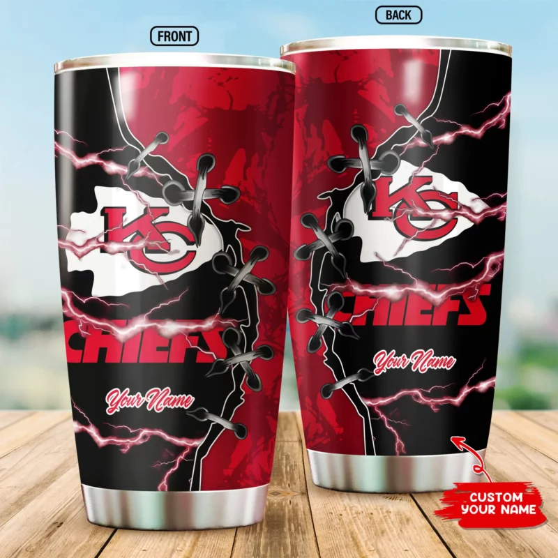 Kansas City Chiefs Lightning Bolt Personalized Tumbler