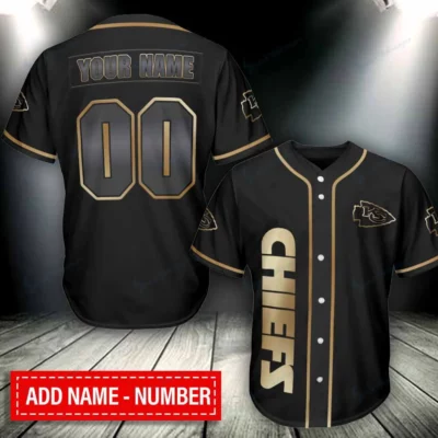 Kansas City Chiefs Midnight Gold Custom Baseball Jersey