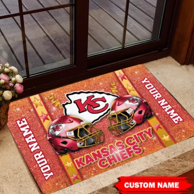 Kansas City Chiefs Personalized Helmets Doormat