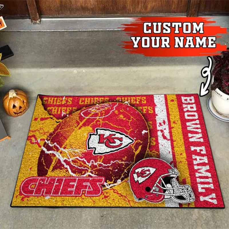 Kansas City Chiefs Pride Personalzed Family Name Doormat