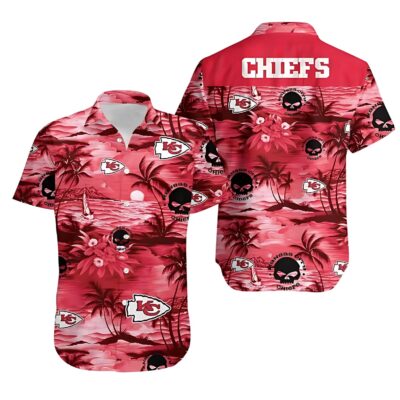 Kansas City Chiefs Red Tropical Sunset Hawaiian Shirt