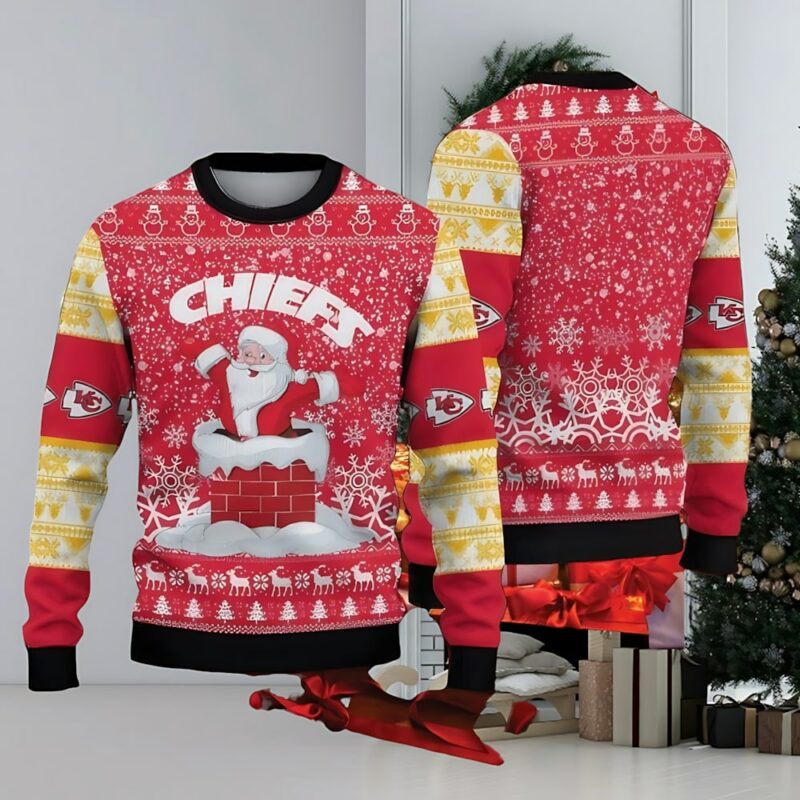 Kansas City Chiefs Santa Chimney Ugly Christmas Sweater