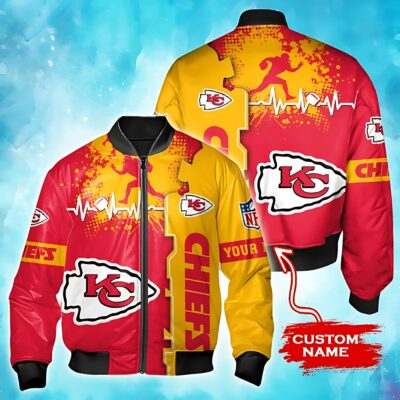 Kansas City Chiefs Skull Red and Black Personalized Bomber Jacket