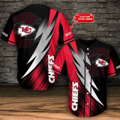 Kansas City Chiefs Thunderbolt Personalized Baseball Jersey