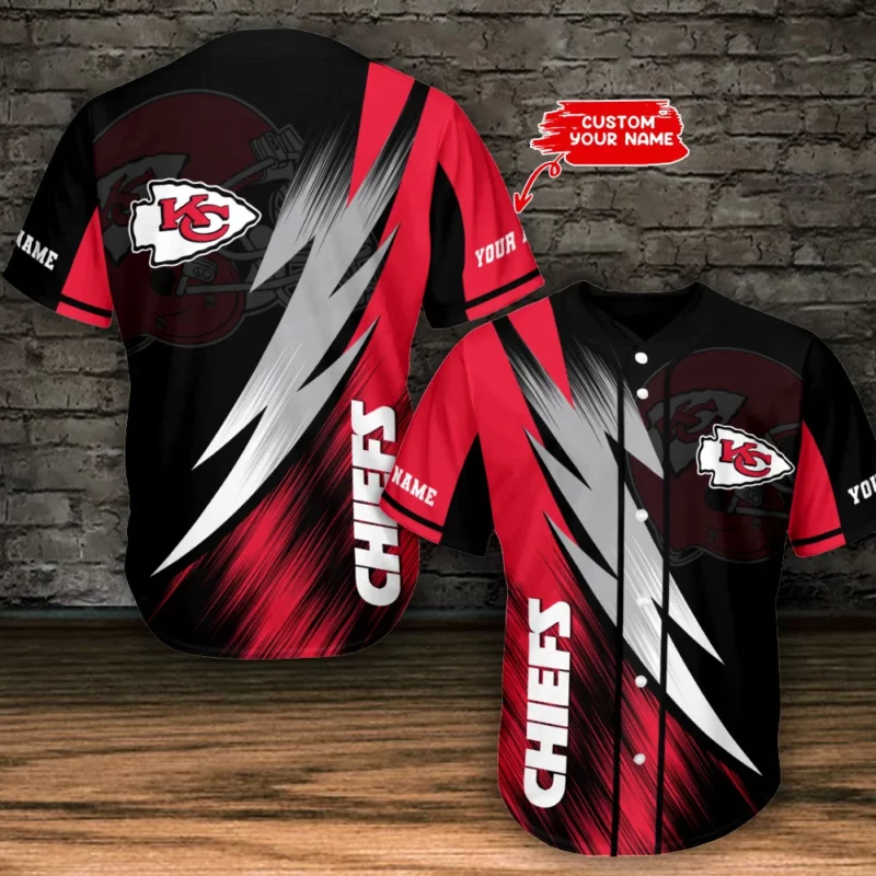 Kansas City Chiefs Thunderbolt Personalized Baseball Jersey