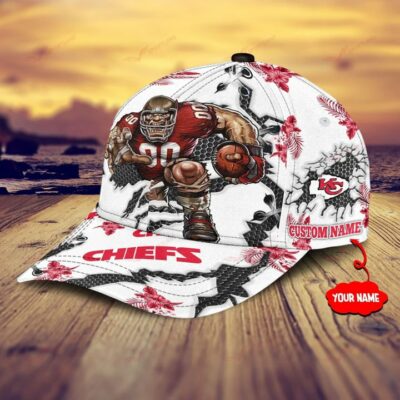 Kansas City Chiefs Warrior Spirit Custom Name Baseball Cap left side