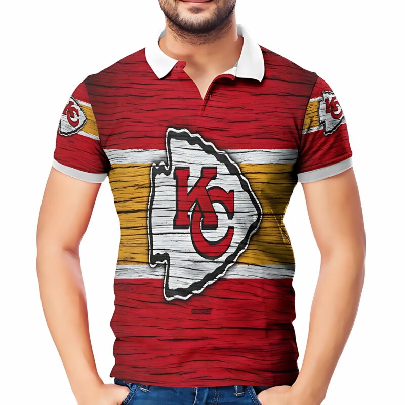 Kansas City Chiefs Wooden v2 Texture 3D Polo Shirt