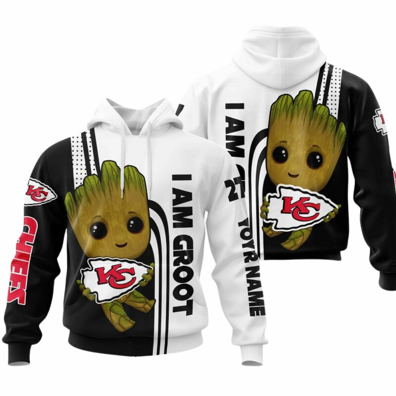 Personalized Kansas City Chiefs I Am Groot 3D Hoodie