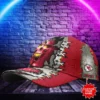 Skull Blaze Kansas City Chiefs Custom Name Baseball Cap left side