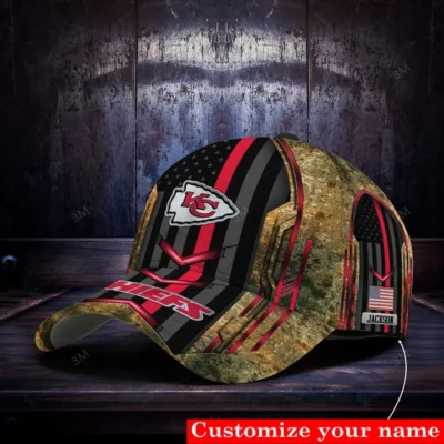 Valor Flag Kansas City Chiefs Custom Baseball Cap left side