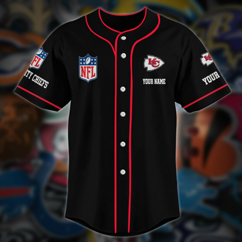 Kansas City Chiefs Blackout Custom Baseball Jersey front