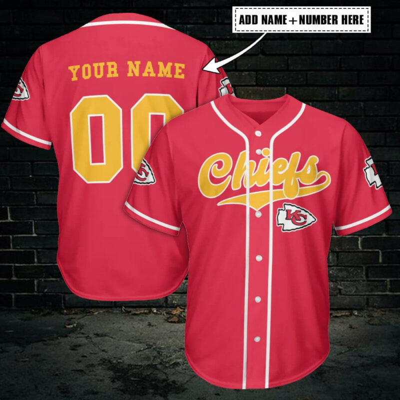 Kansas City Chiefs Custom Script Baseball Jersey