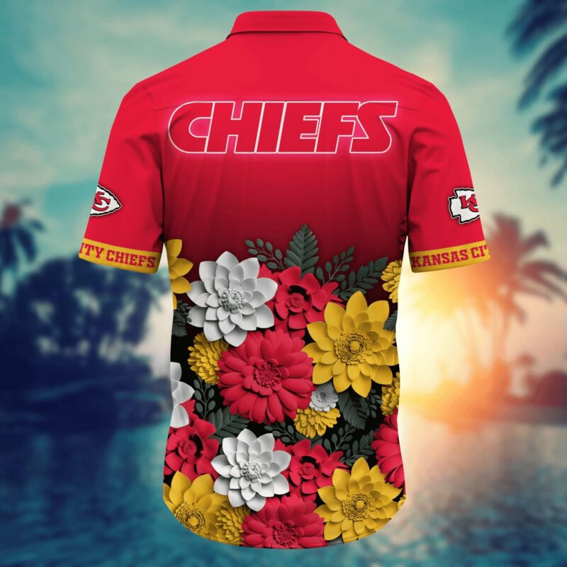 Kansas City Chiefs Floral Burst Hawaiian Shirt back