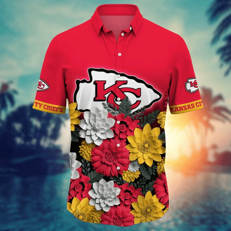 Kansas City Chiefs Floral Burst Hawaiian Shirt front