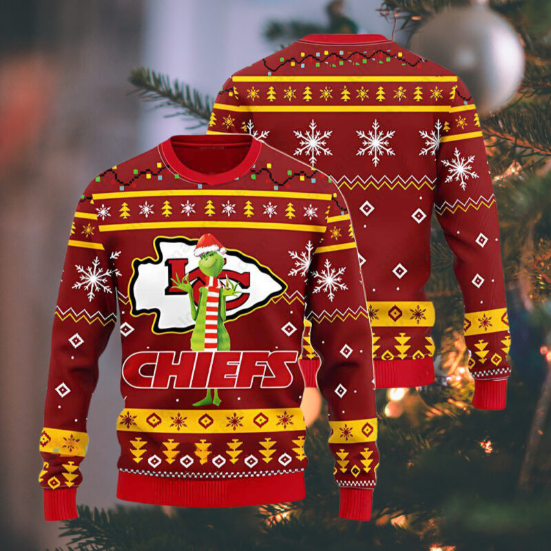 Kansas City Chiefs Funny Grinch NFL Ugly Christmas Sweater