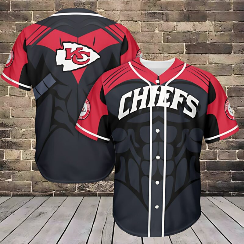 Kansas City Chiefs Muscle Power Custom Baseball Jersey