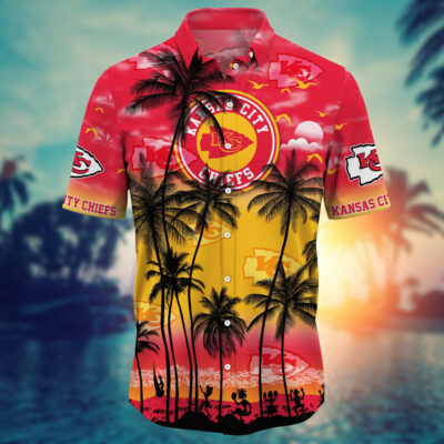 Kansas City Chiefs Sunset Glow Hawaiian Shirt front side