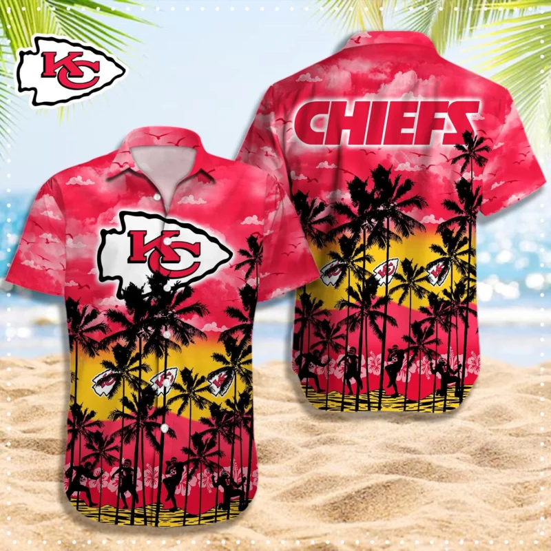 Kansas City Chiefs Sunset Palm Red And Yellow Hawaiian Shirt