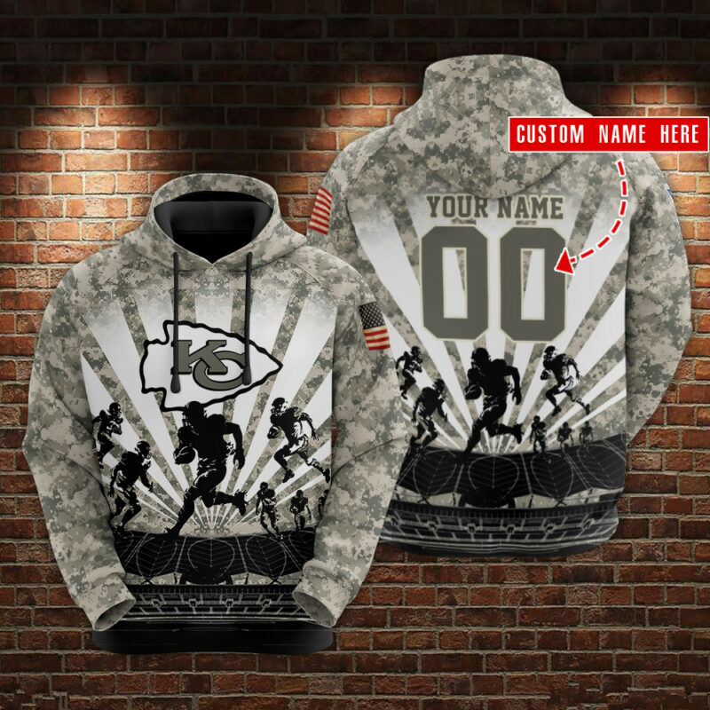 Personalized Kansas City Chiefs Camouflage Charge 3D Hoodies