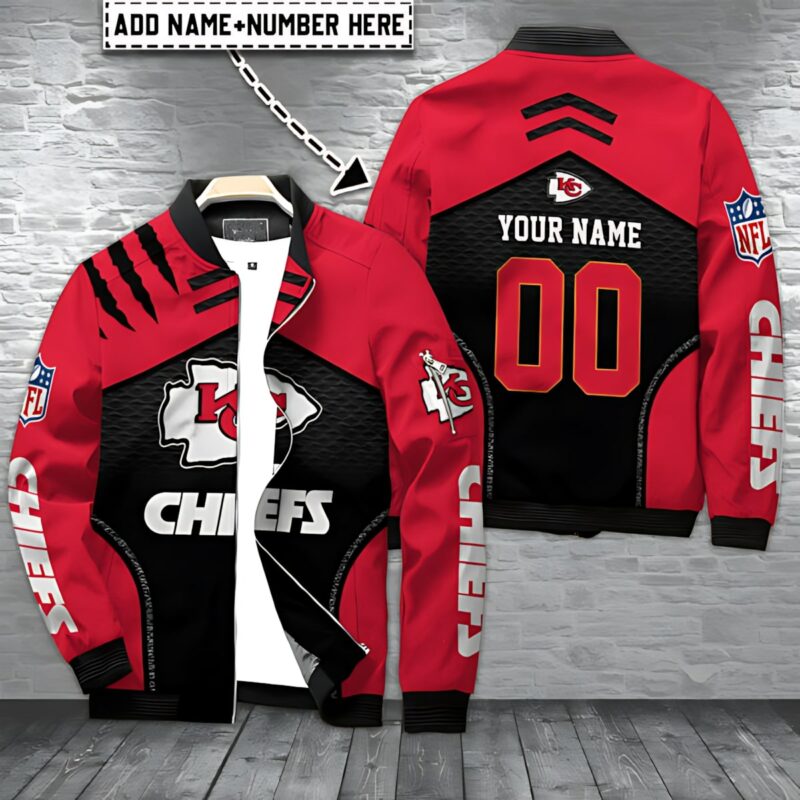 Personalized Kansas City Chiefs Claw Mark Bomber Jacket