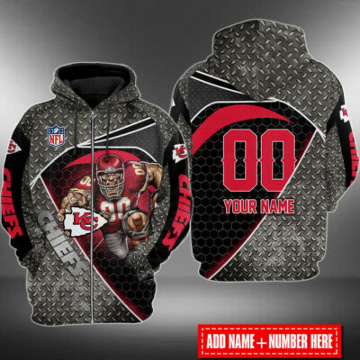 Personalized Kansas City Chiefs Iron Warrior 3D Zip Hoodie