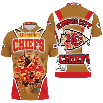 Kansas City Chiefs Golden Gridiron 3D Polo Shirt