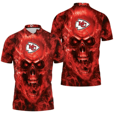 Kansas City Chiefs Inferno Skull 3D Polo Shirt