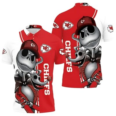 Kansas City Chiefs Jack Skellington And Zero Polo Shirt