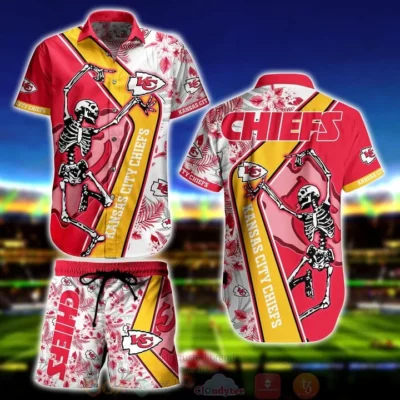 Kansas City Chiefs Skeleton Play Hawaiian Set