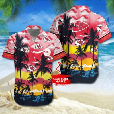 Kansas City Chiefs Sunset Palms Custom Hawaiian Shirt