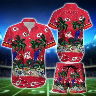 Kansas City Chiefs Tropical Sea And Parrots Hawaiian Shirt